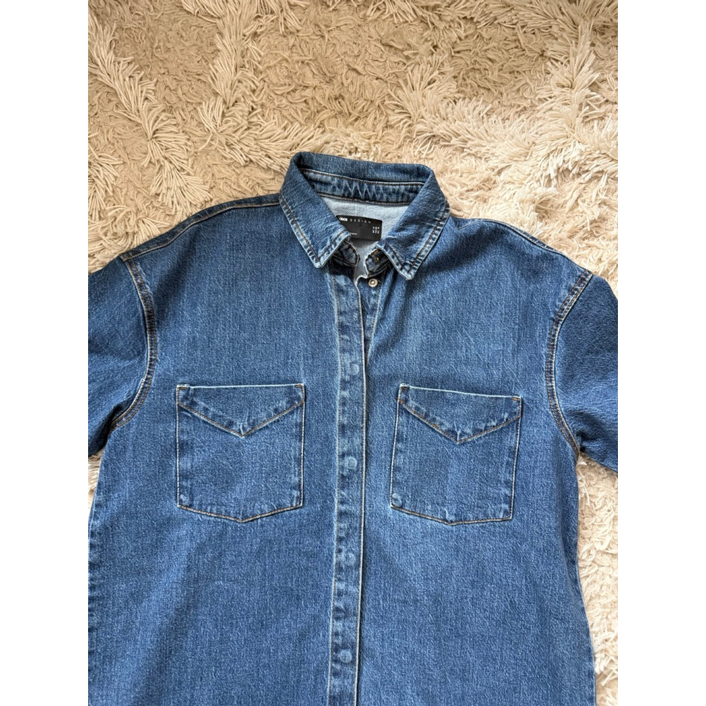Women's ASOS DESIGN Blue Denim Short Sleeve Mini Dress Size 8 - Picture 2 of 6